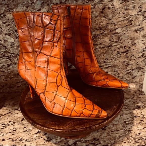 Genuine Leather vintage pointed toe ankle boots - Picture 4 of 5